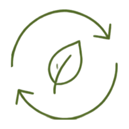 Circular arrows and leaf representing reset ideas