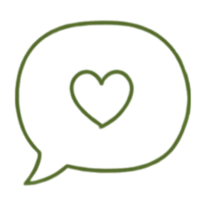 Speech bubble with a heart representing supportive words